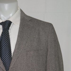 Sand Saron Gray Herringbone Two Button Blazer 46R NWT
